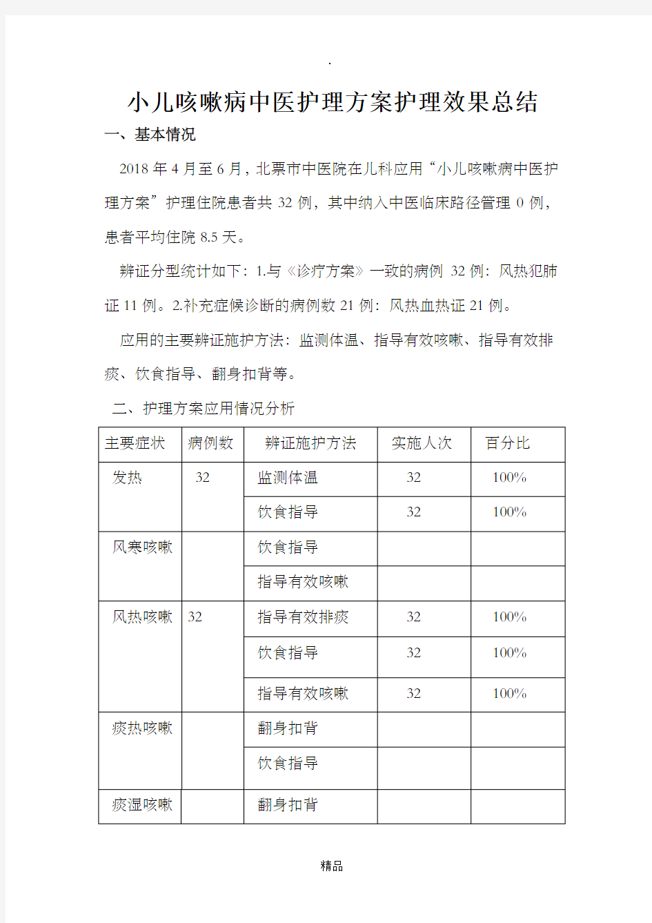 小儿咳嗽病中医护理方案护理效果总结