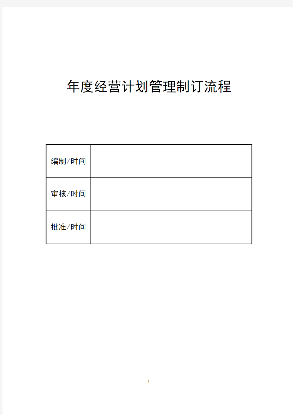 年度经营计划管理制订流程