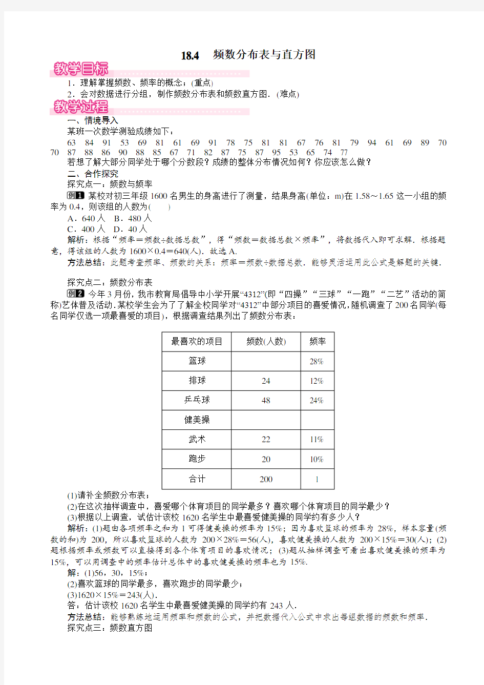 频数分布表与直方图