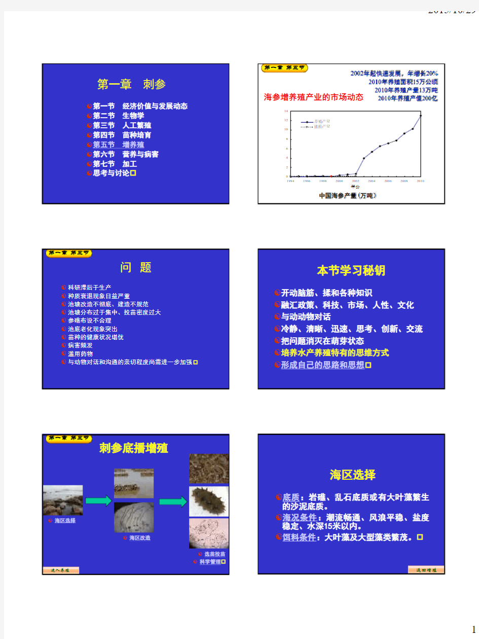 水产特种经济动物养殖学04刺参增养殖(1)