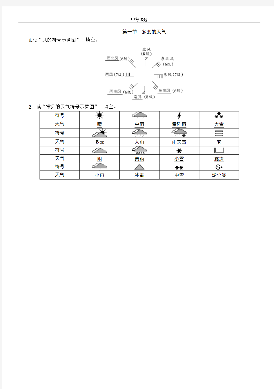 第一节 多变的天气 (2)