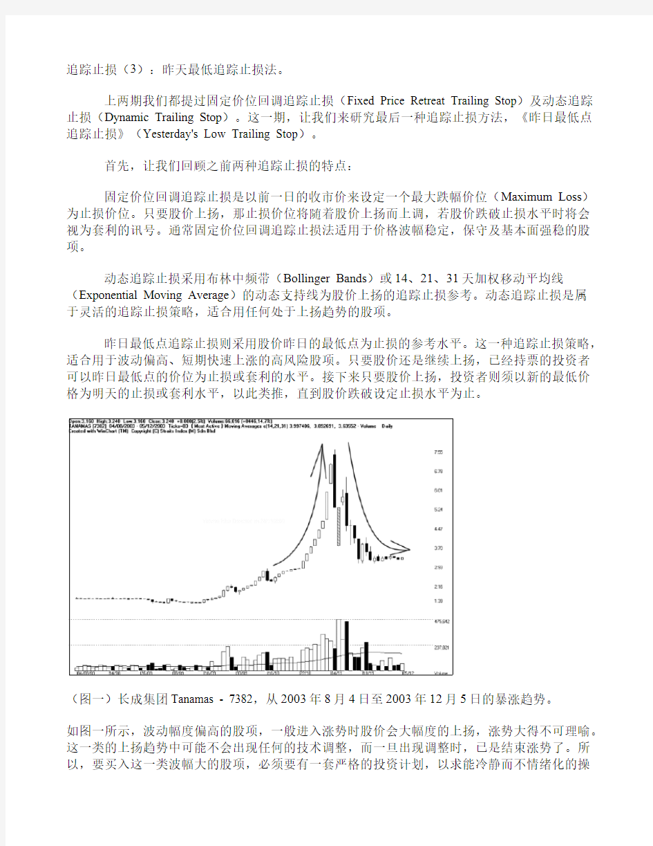 追踪止损(3)：昨天最低追踪止损法