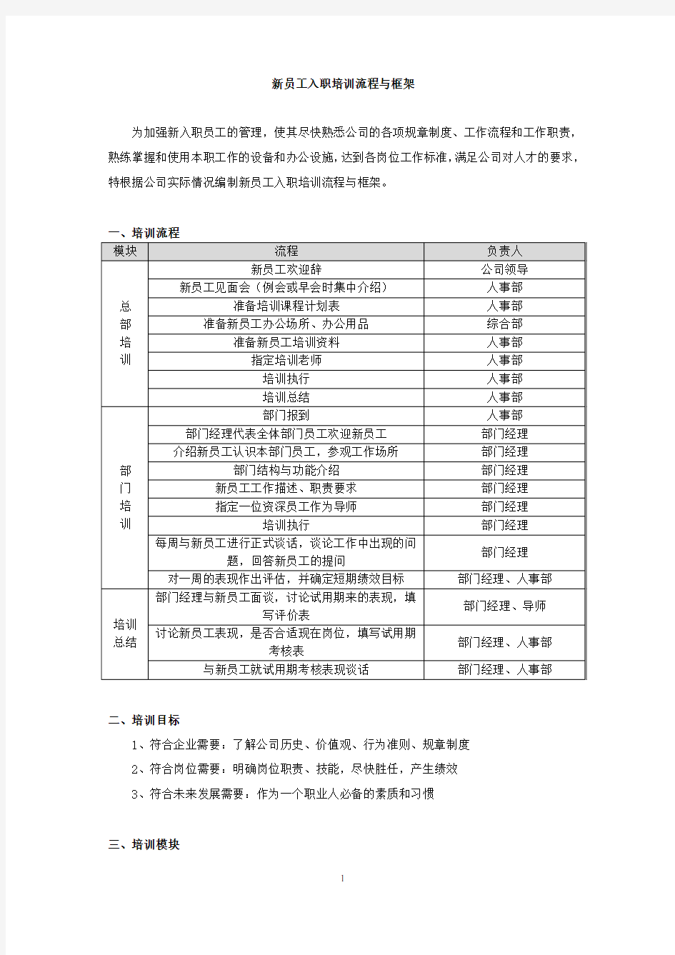 新员工入职培训流程(制造业)