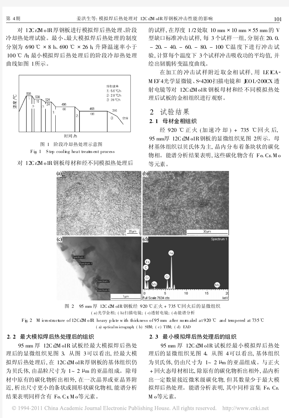 模拟焊后热处理对12Cr2Mo1R厚钢板冲击性能的影响