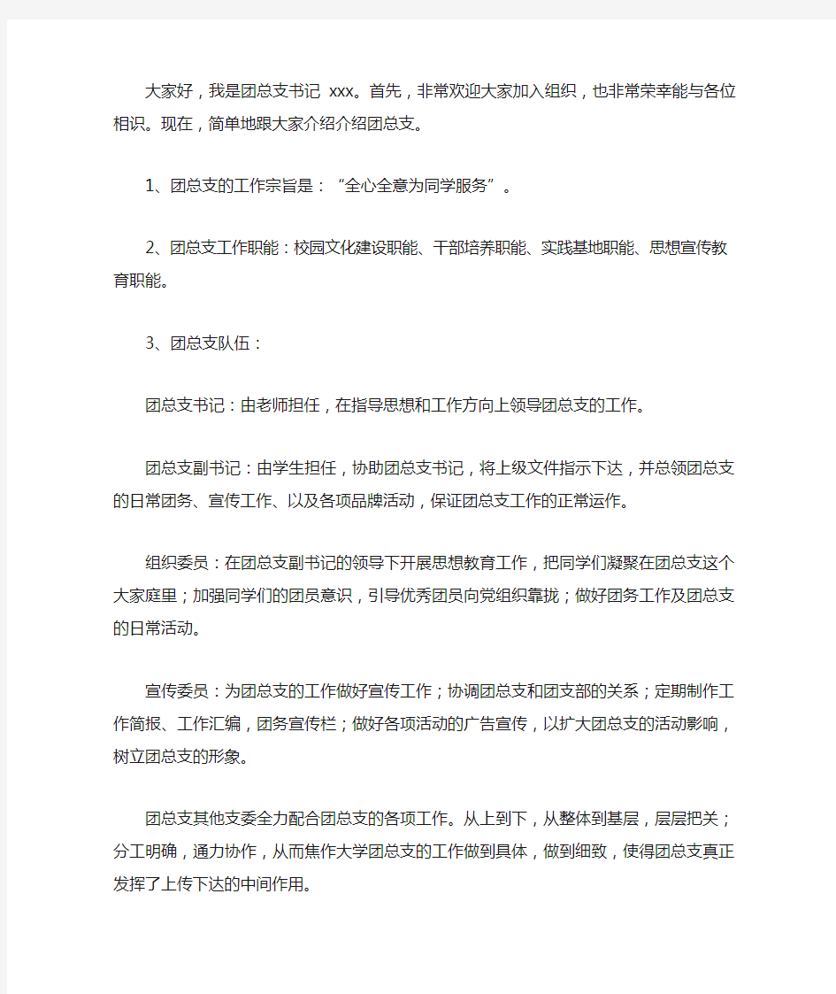 团总支书记发言稿