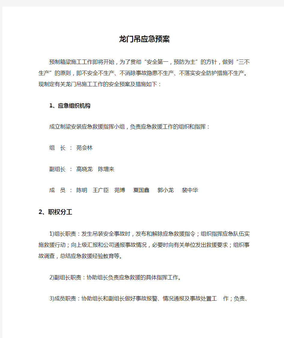 龙门吊应急预案