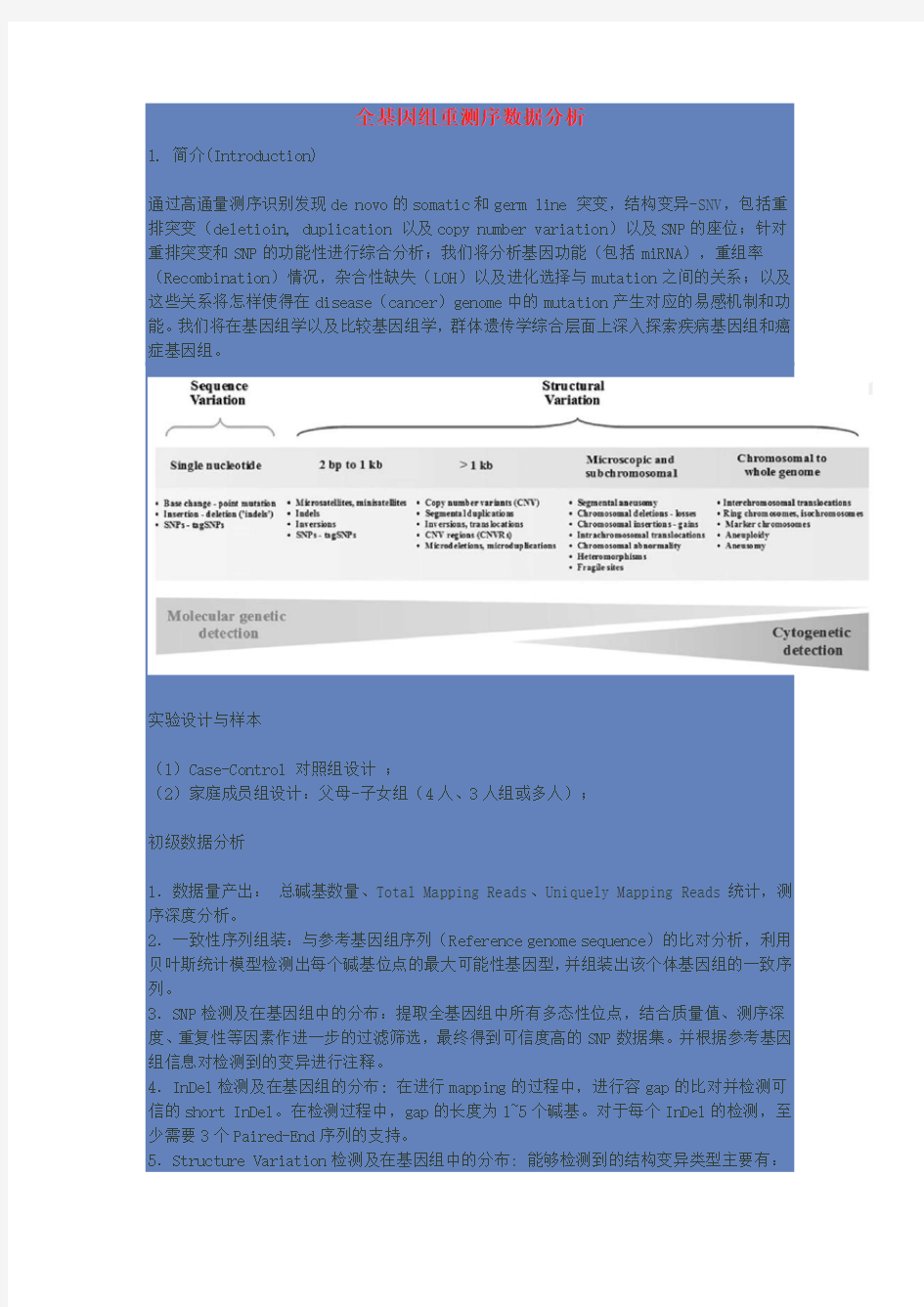 全基因组重测序大数据分析报告