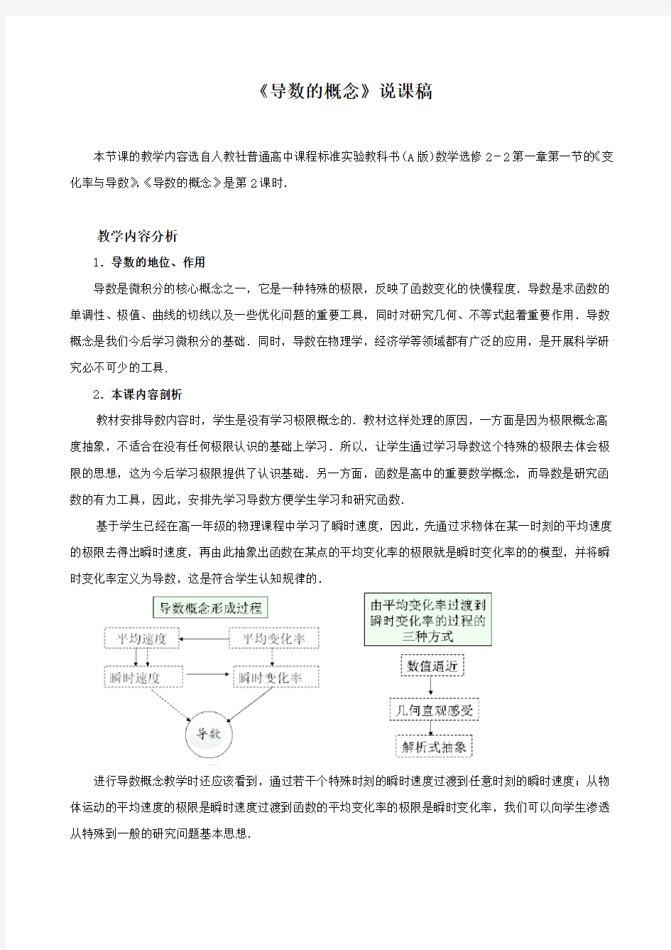 《导数的概念》说课稿与教学说明