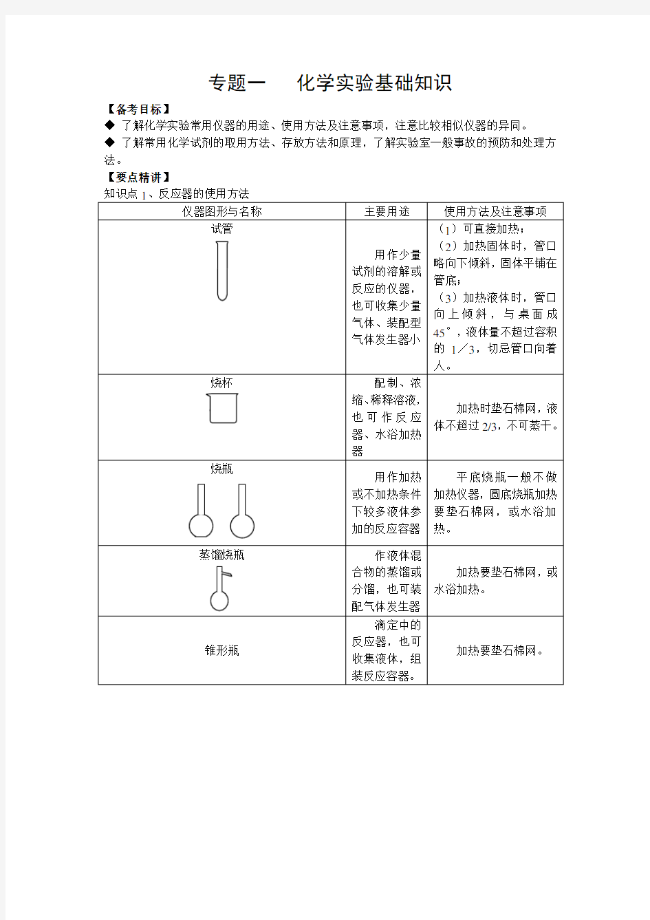 一 化学实验基础知识