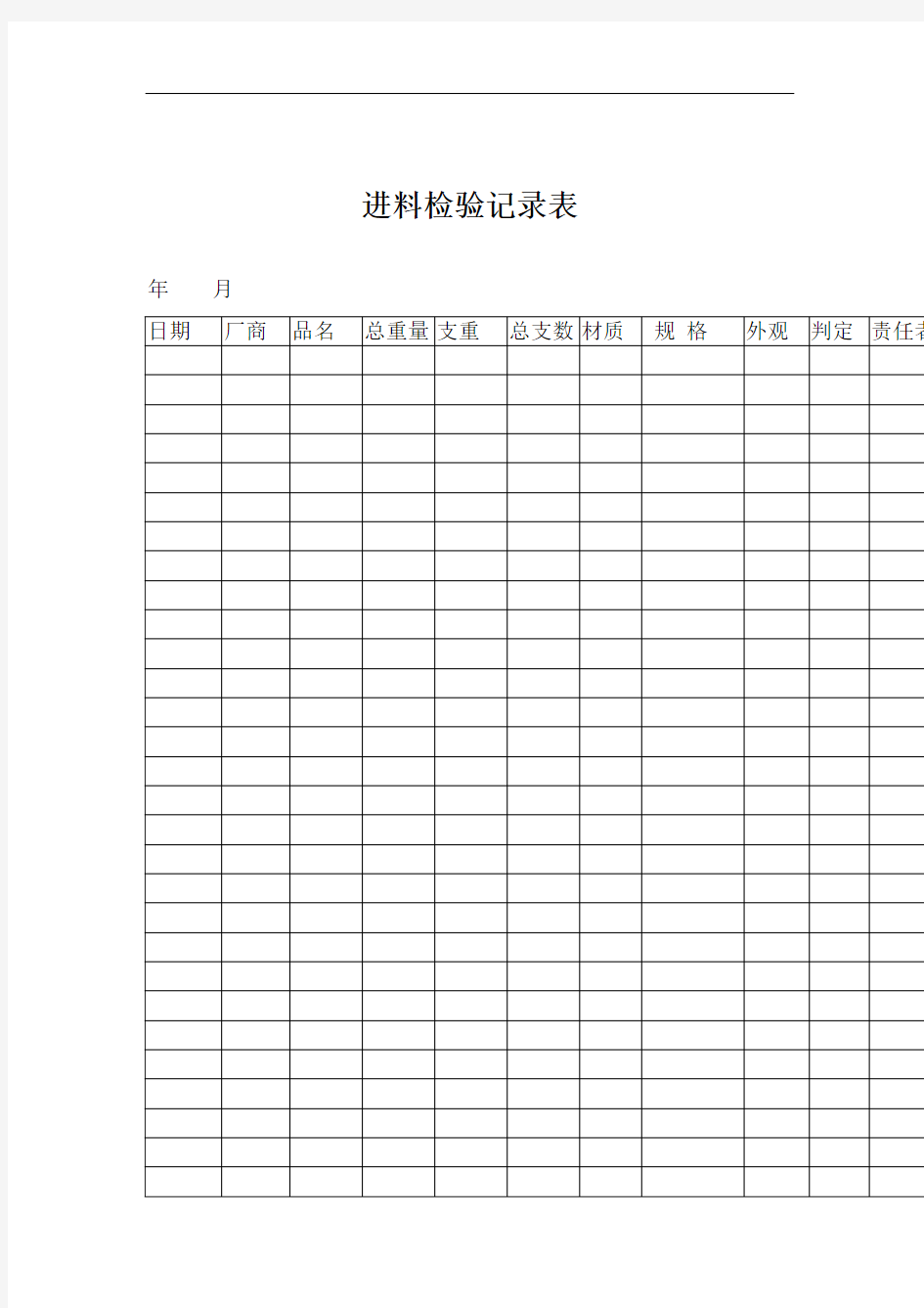 某公司进料检验记录表