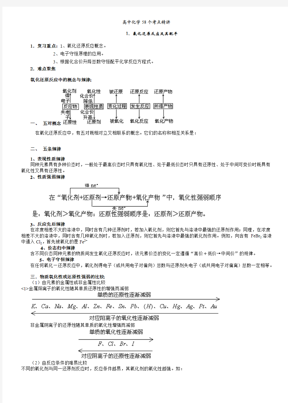 高中化学58个考点精讲1-5