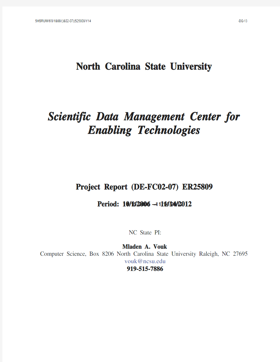 Scientific Data Management Center for Enabling Technologies