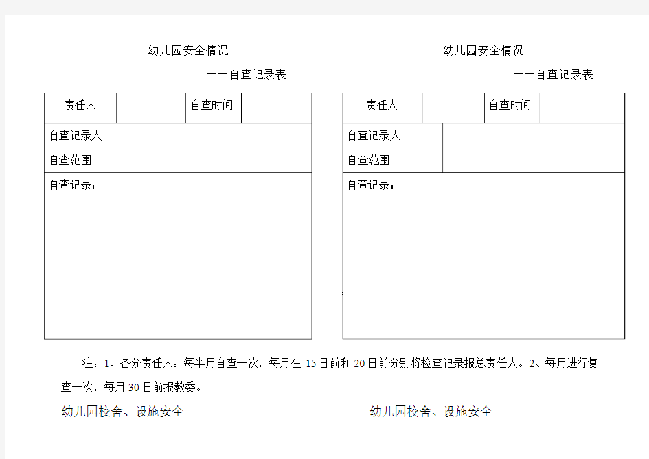 幼儿园安全情况                                     幼儿园安全情况自查记录表