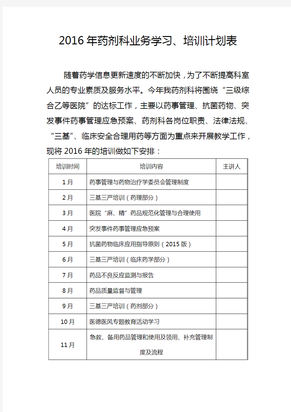 2016年药剂科业务学习