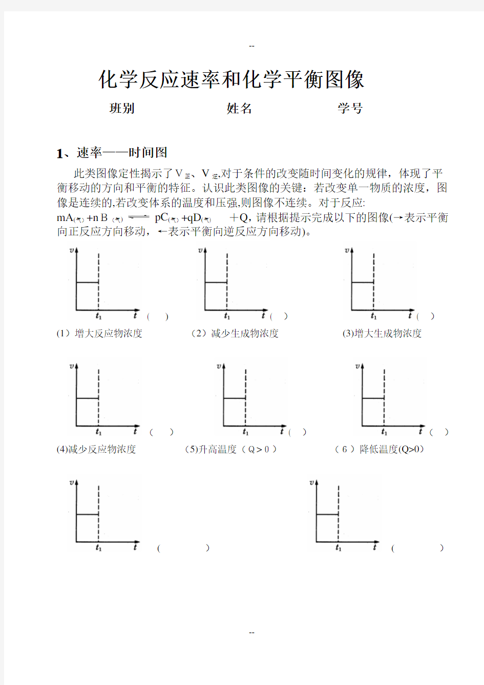 化学反应速率和化学平衡图像练习题