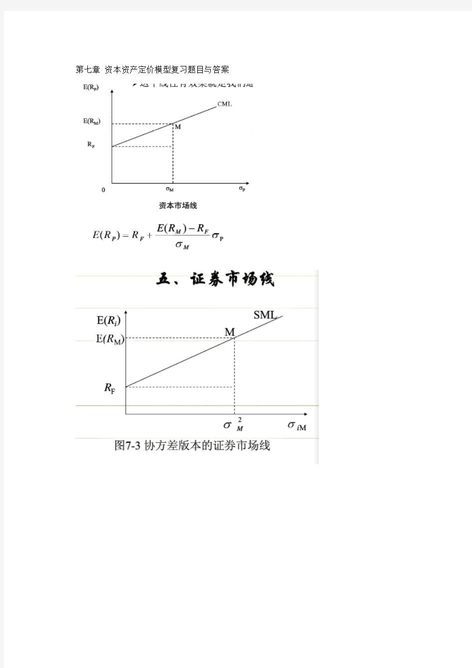 资本资产定价模型复习题目和答案(附重点知识整理)