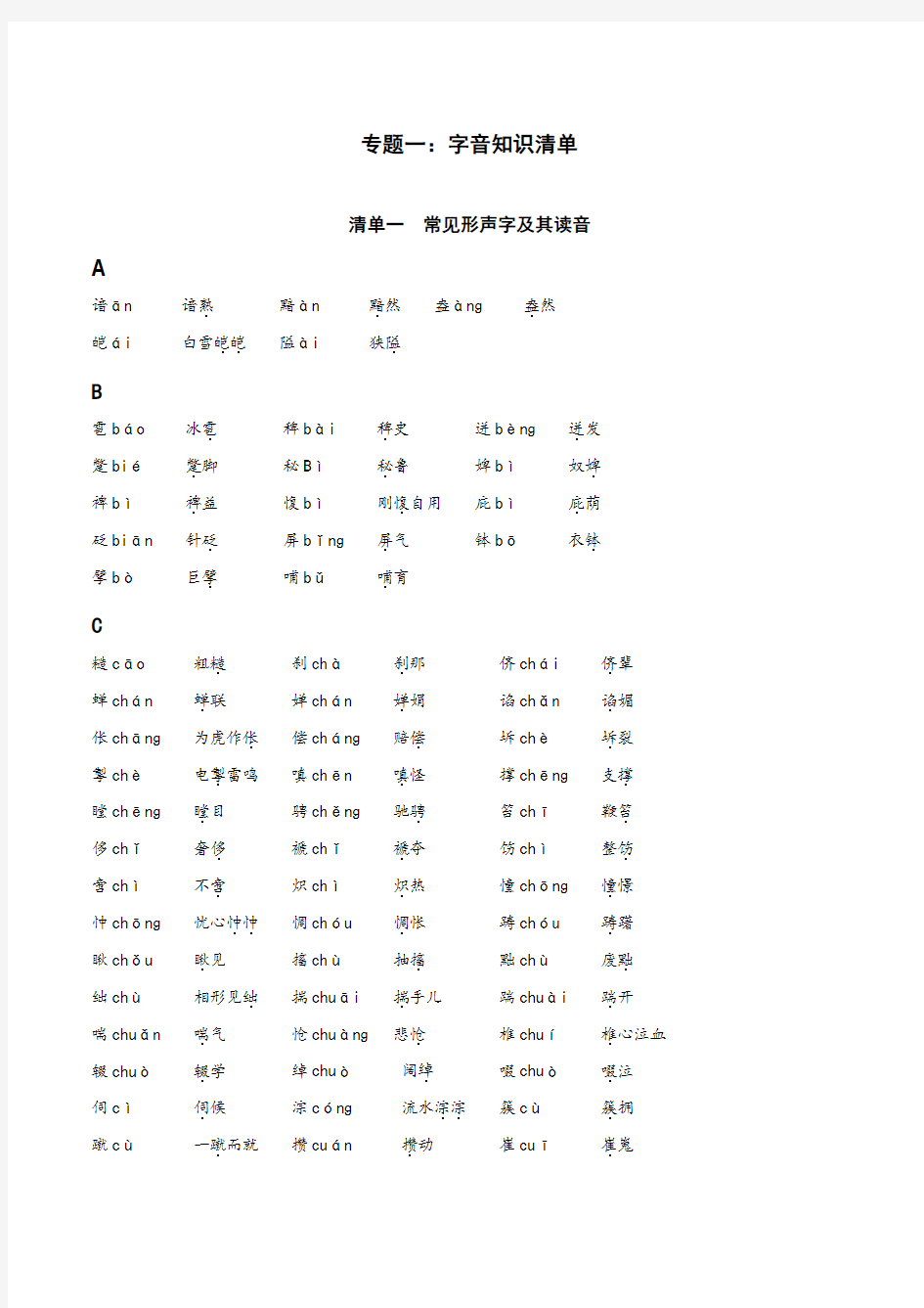 2020届高考语文必背知识点专题01 字音知识清单