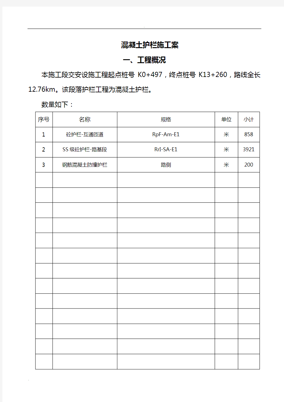 混凝土护栏施工方案