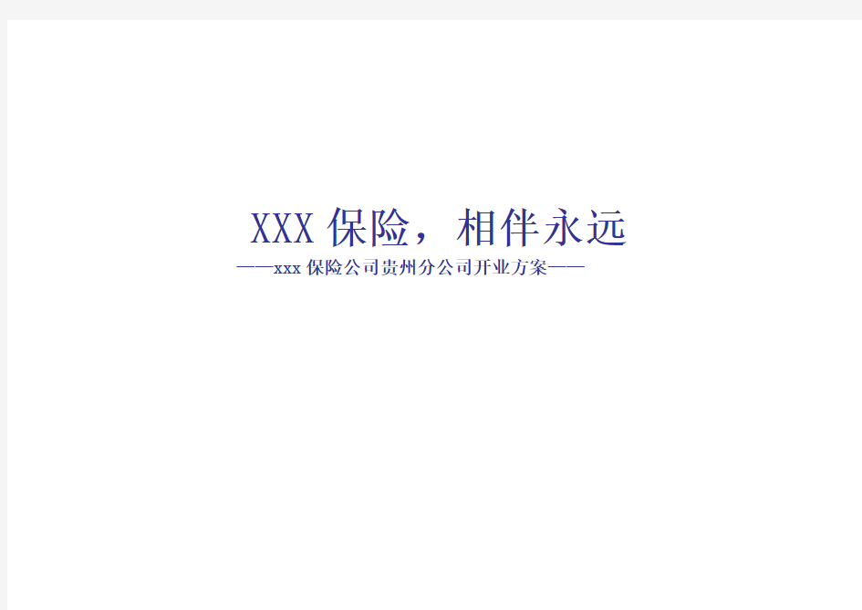 XXX保险开业方案