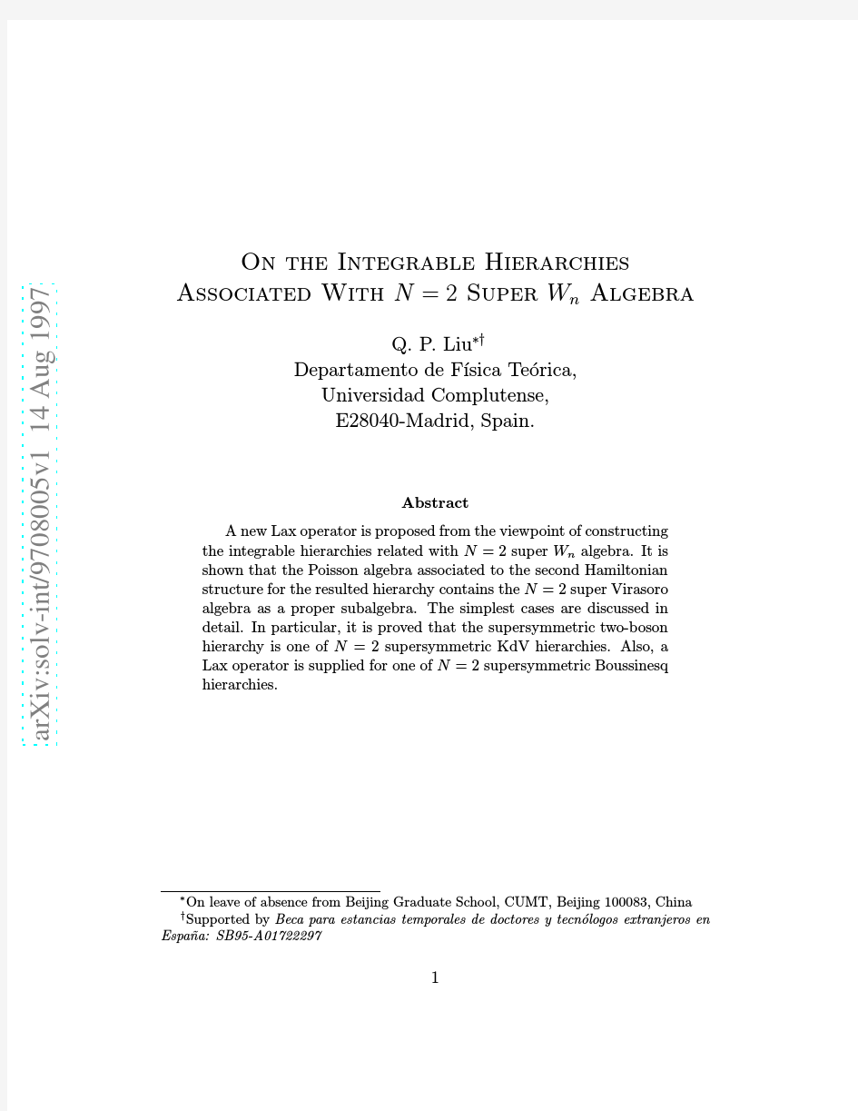 On the Integrable Hierarchies Associated With N=2 Super $W_n$ Algebra
