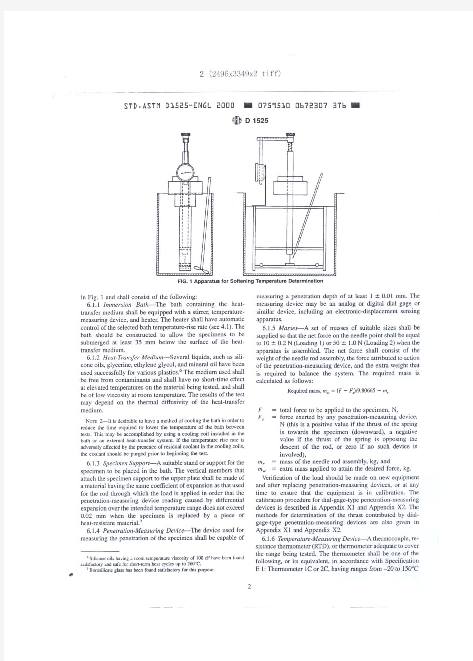 ASTM D 1525-2000 塑料维卡(Vicat)软化温度的标准试验方法