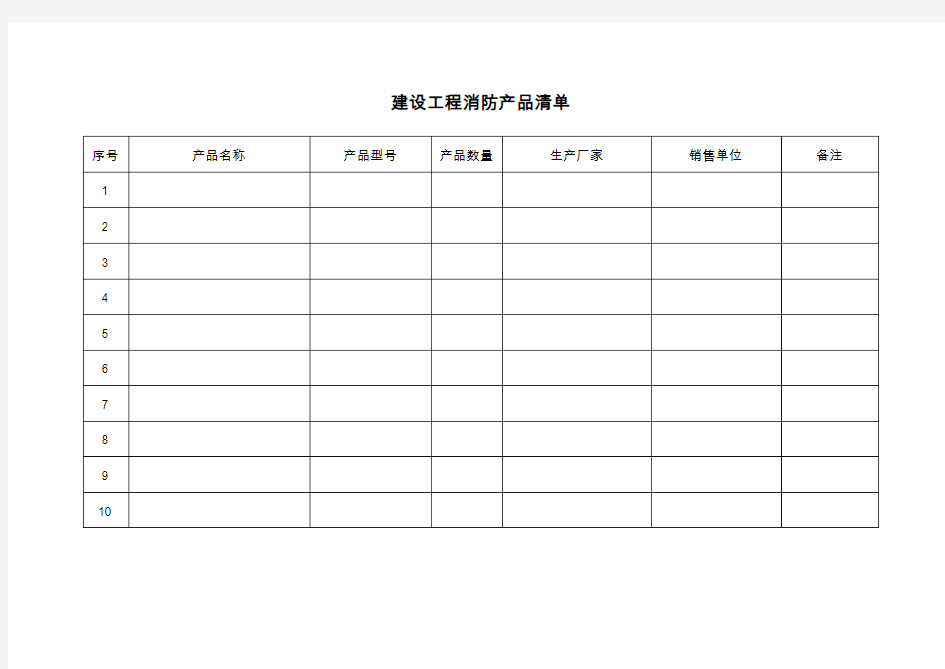 建设工程消防产品清单,施工现场质量管理检查记录(火灾报警工程表格)