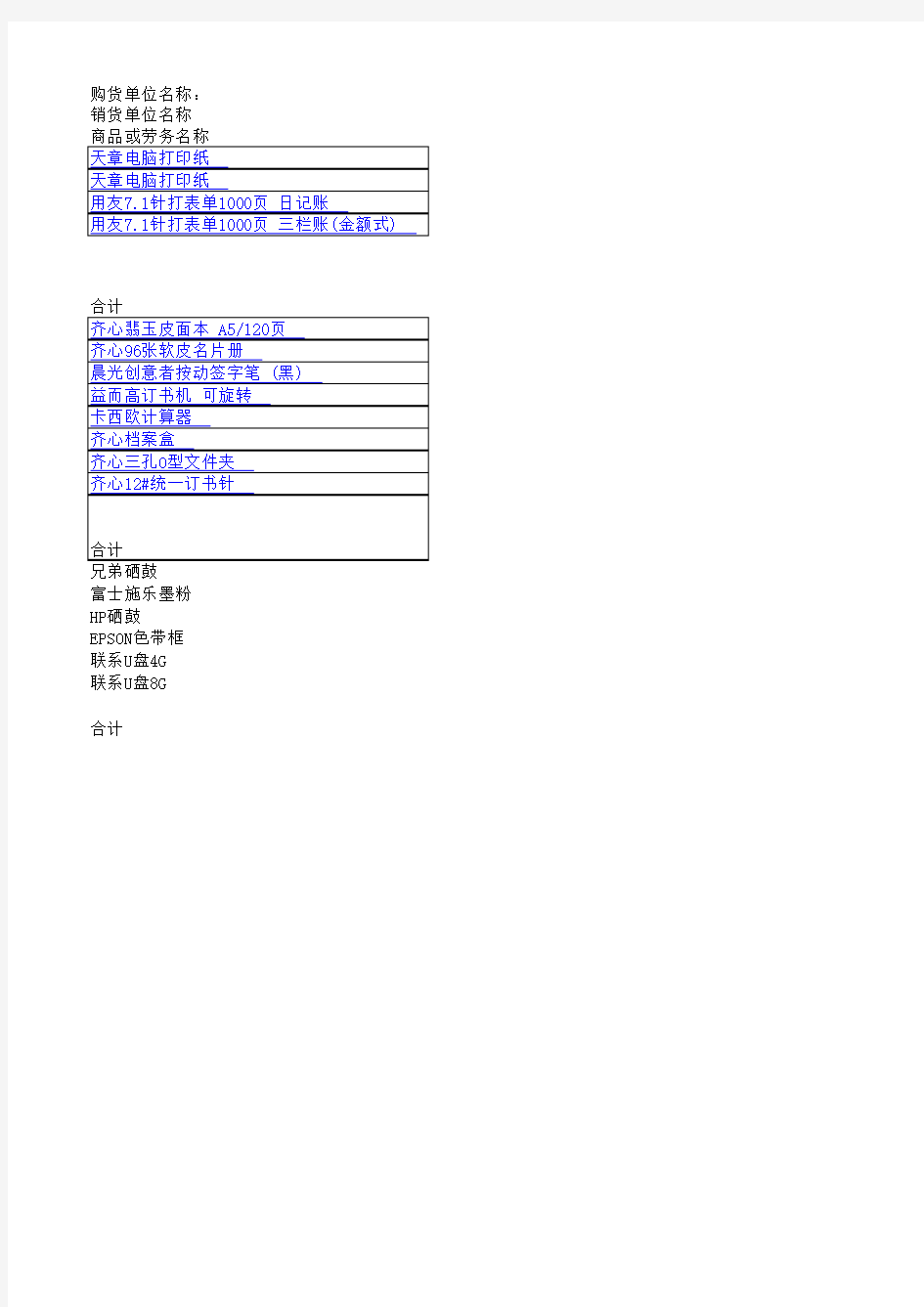 办公用品发票明细金额15000左右