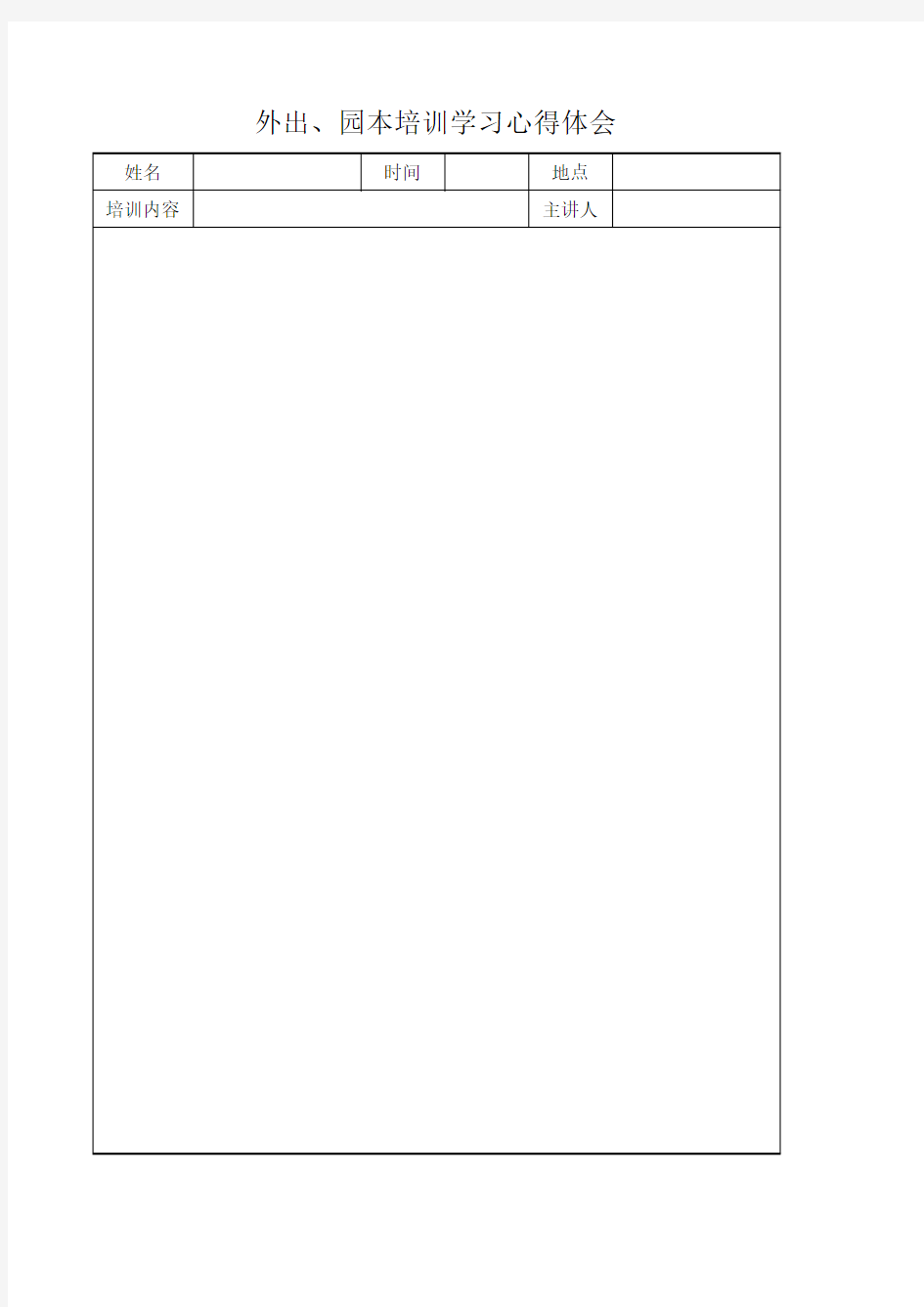 培训心得体会表格