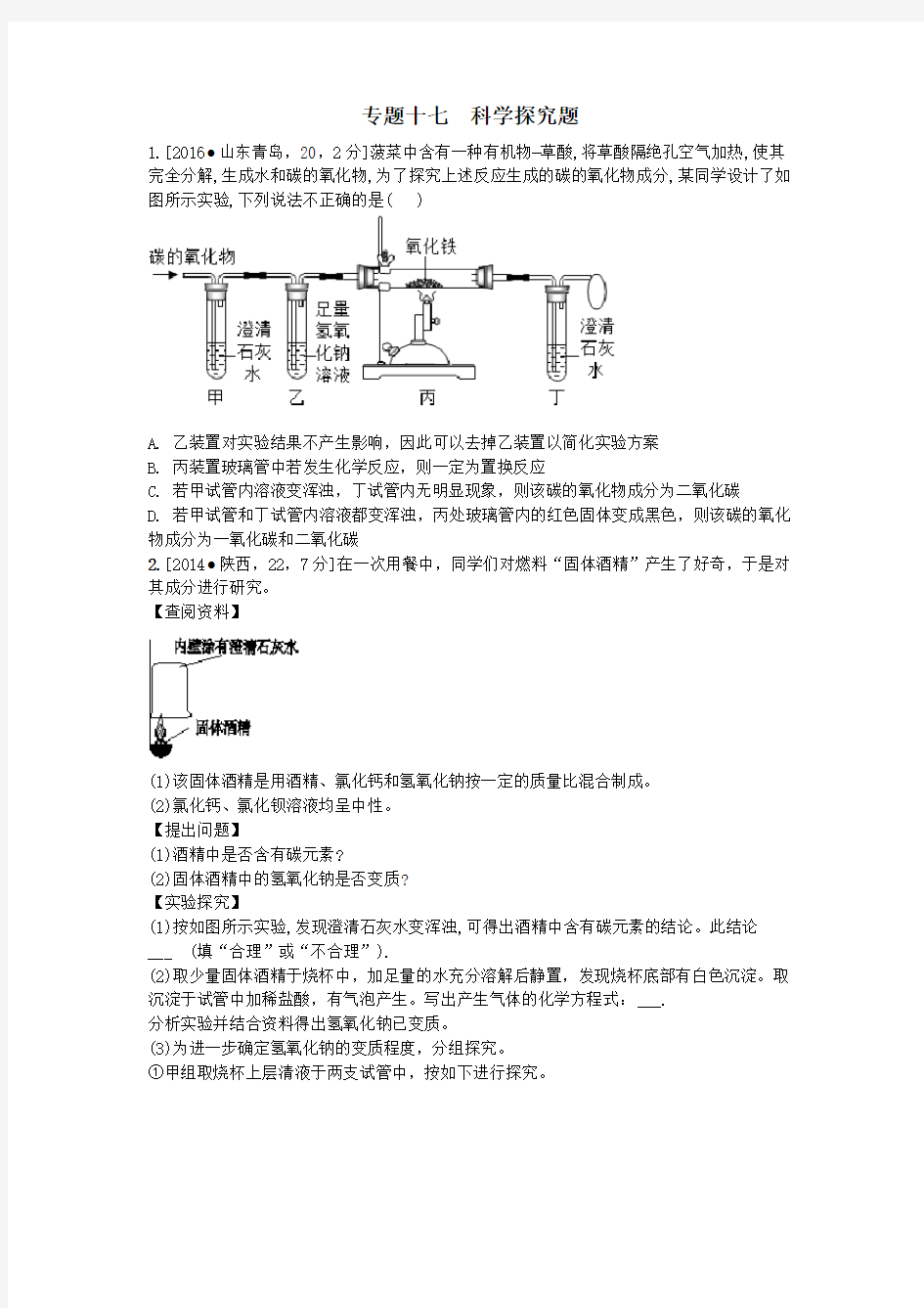 17专题十七 科学探究题