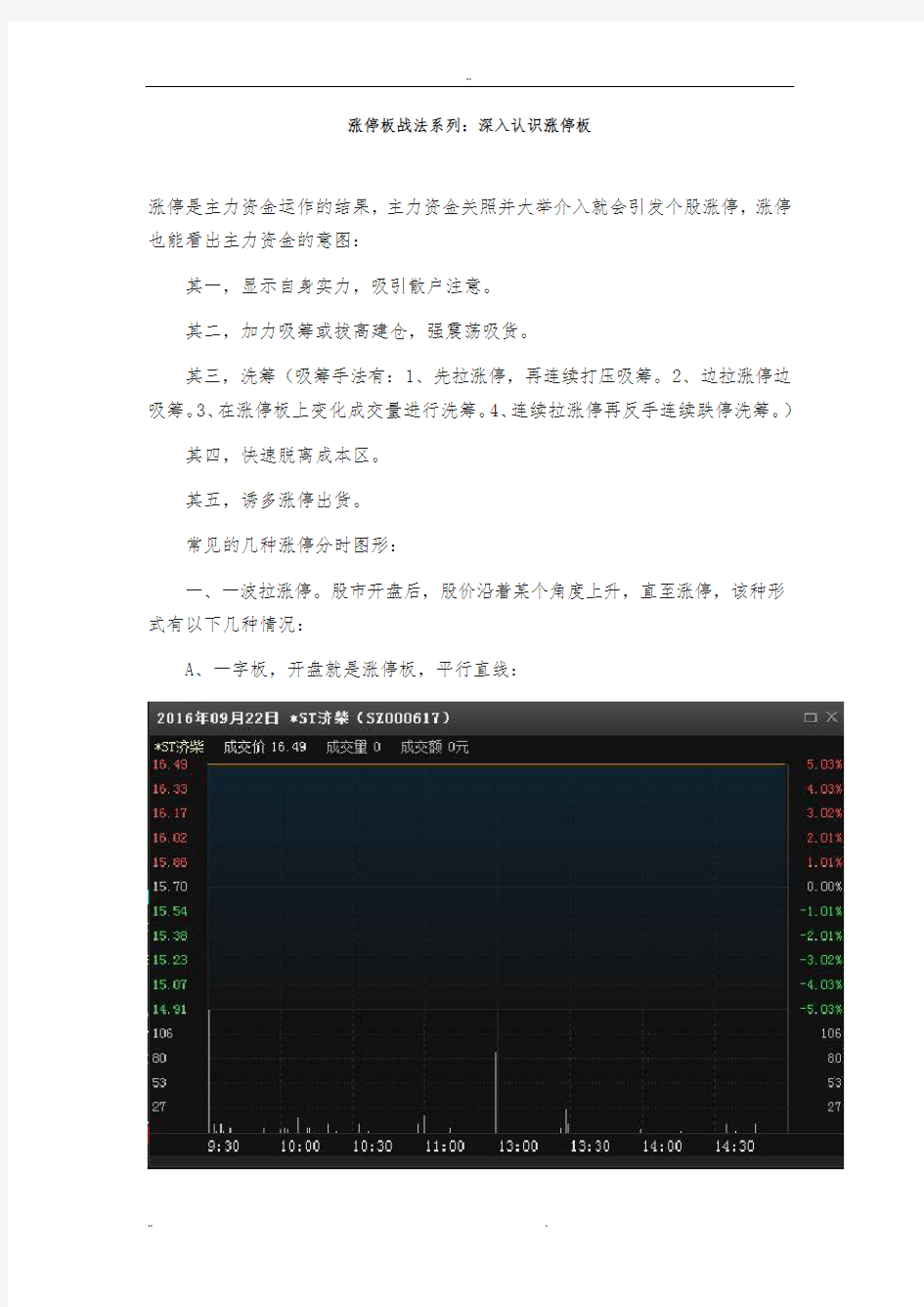 涨停板战法系列_深入认识涨停板