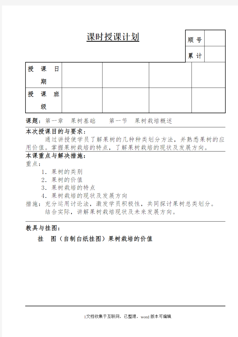 果树栽培技术教案