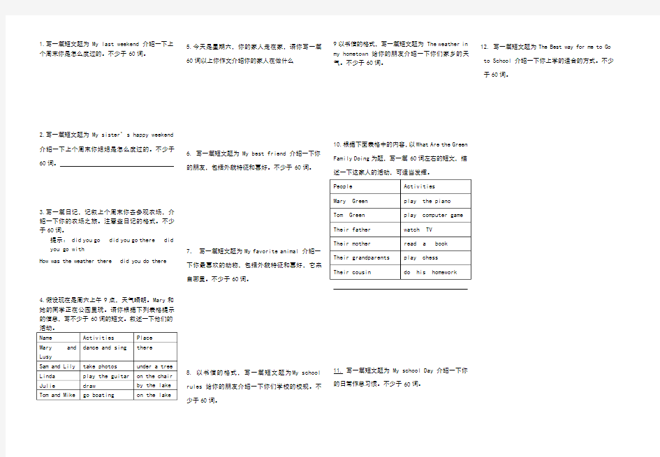 七年级下英语作文题集