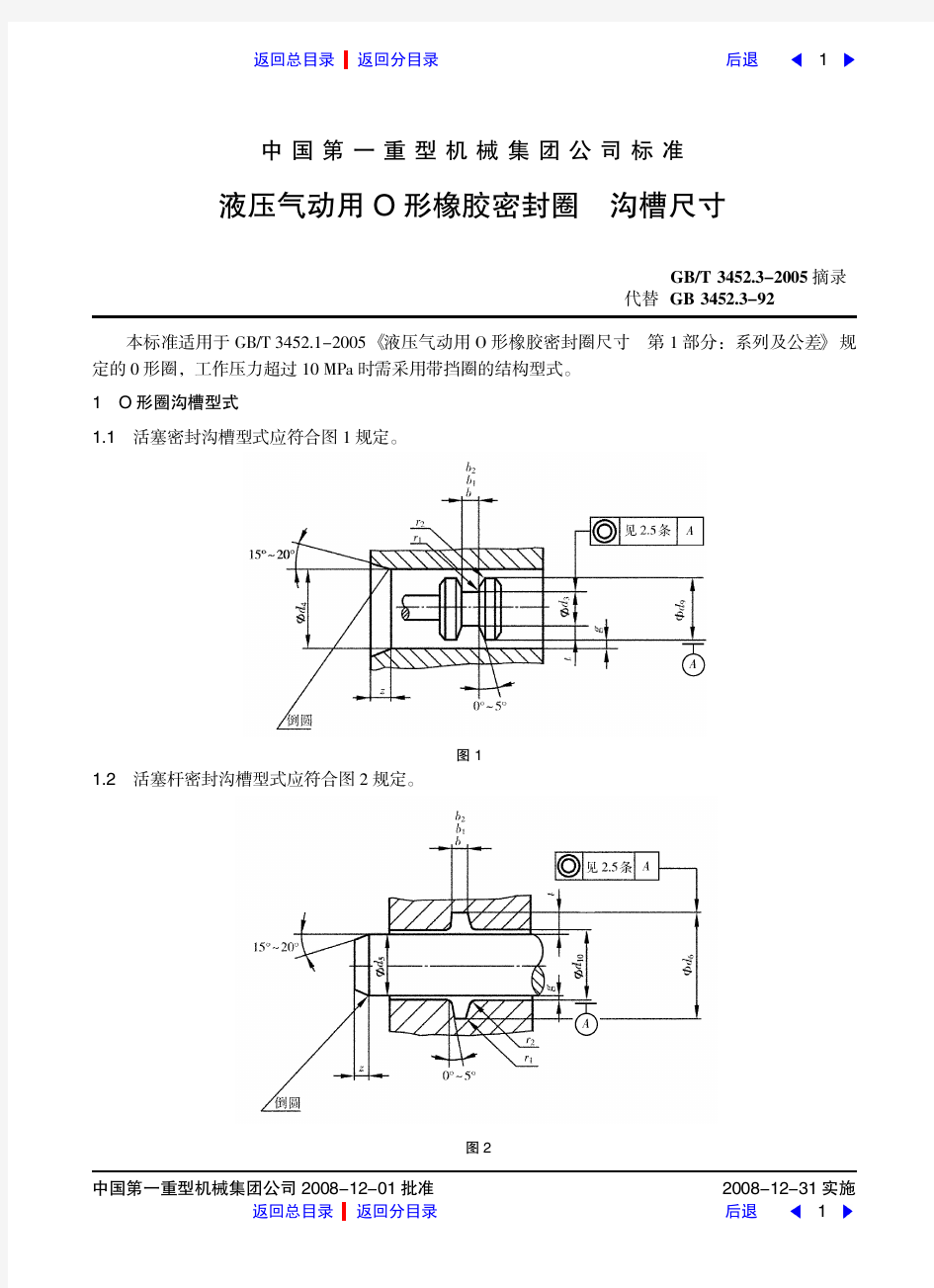 液压气动用O形橡胶密封圈沟槽尺寸