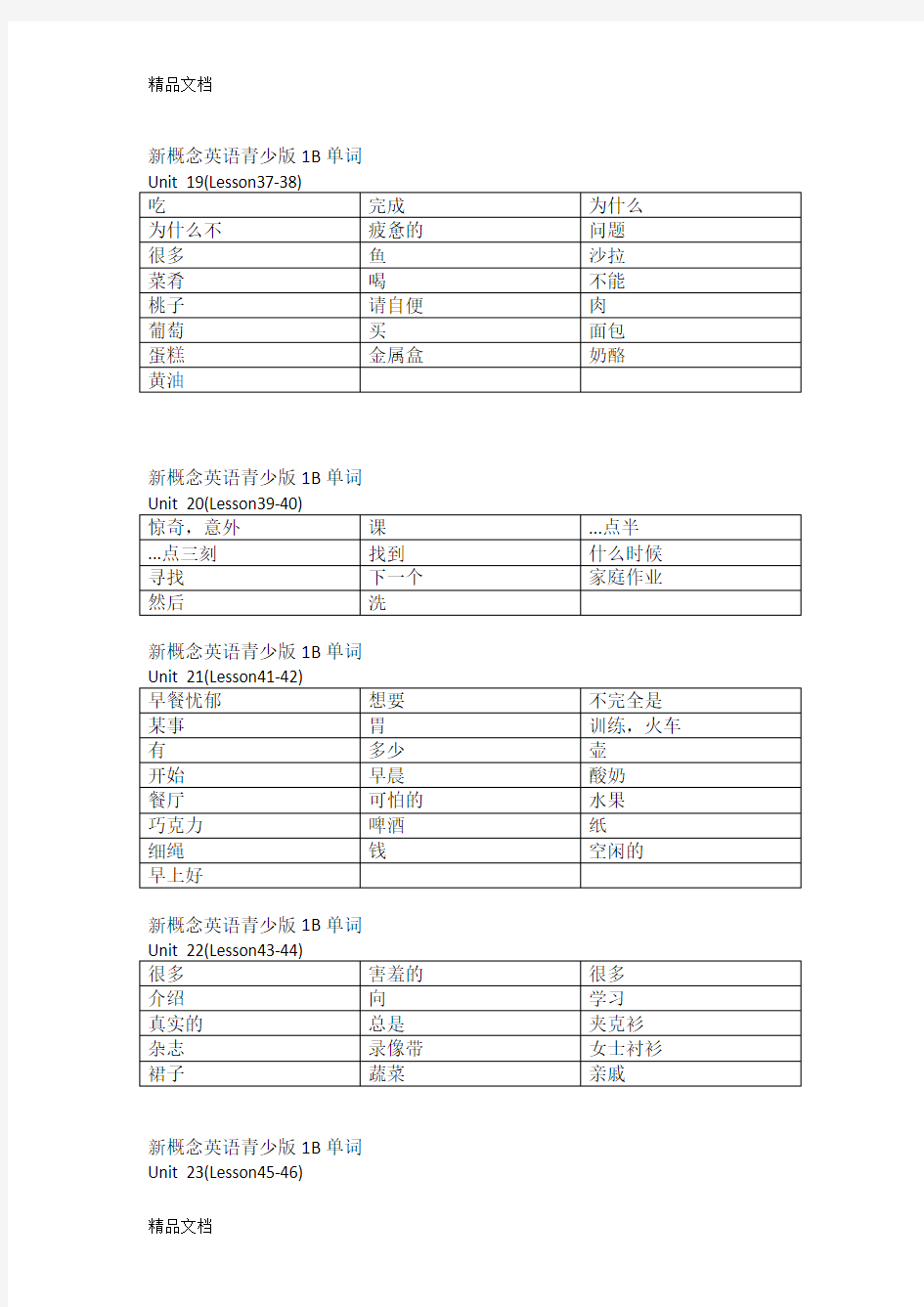 最新新概念英语青少版1B单词-总