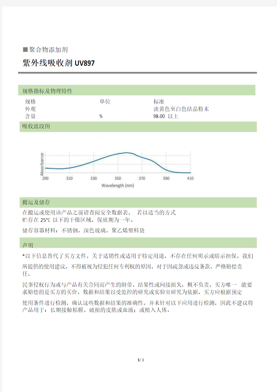 紫外线吸收剂UV897