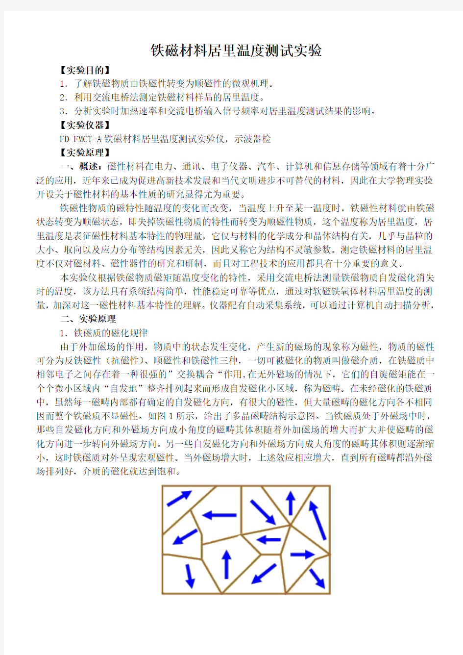 铁磁材料居里温度测试实验