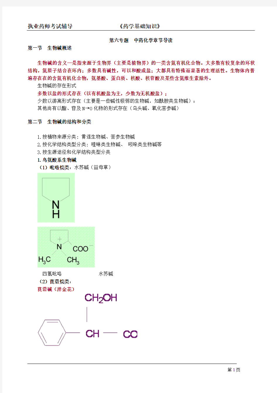 中药化学章节导读