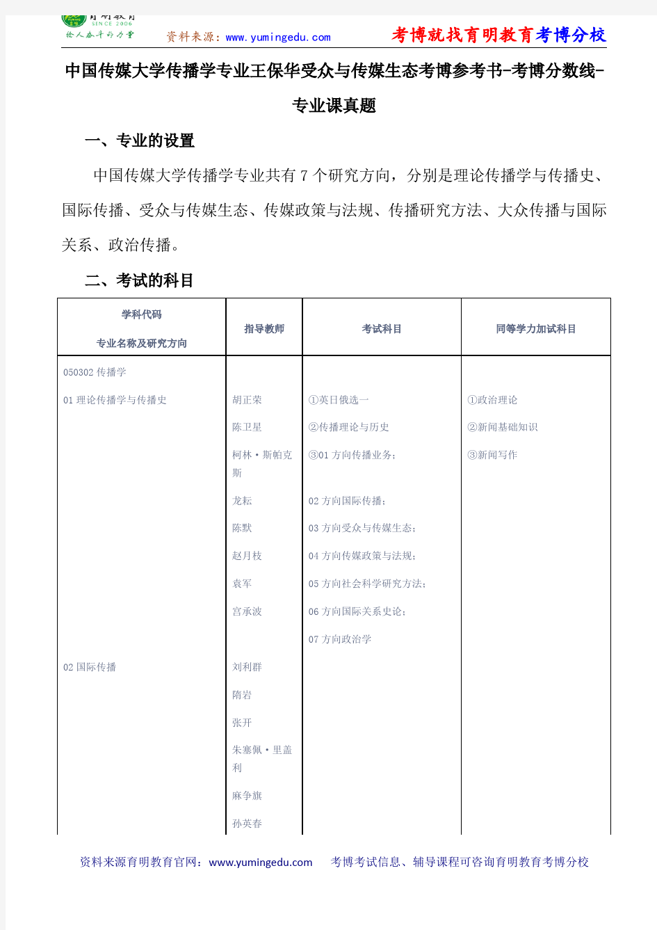 中国传媒大学传播学专业王保华受众与传媒生态考博参考书-考博分数线-专业课真题