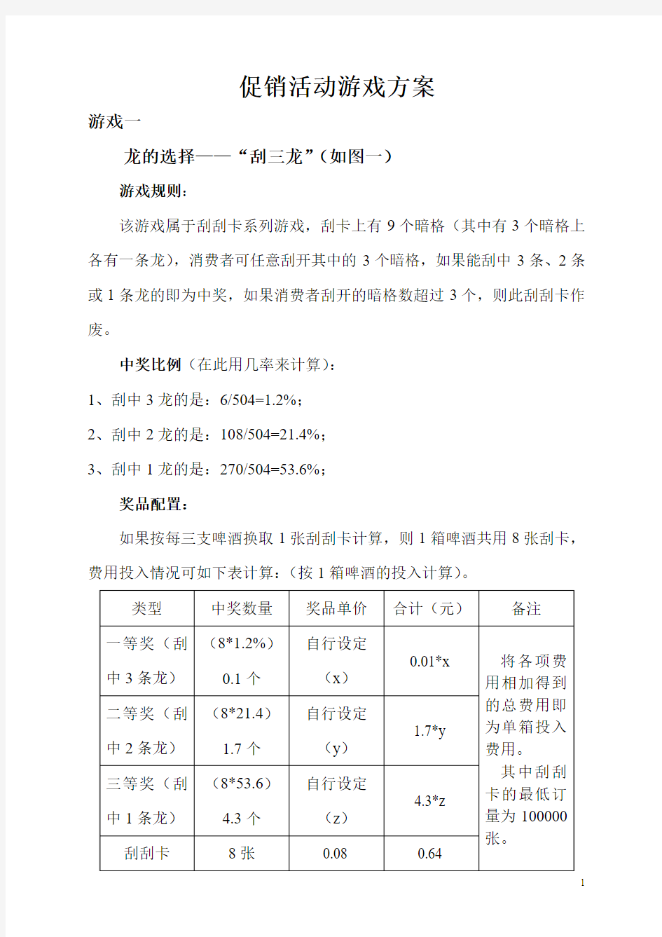 促销活动游戏方案