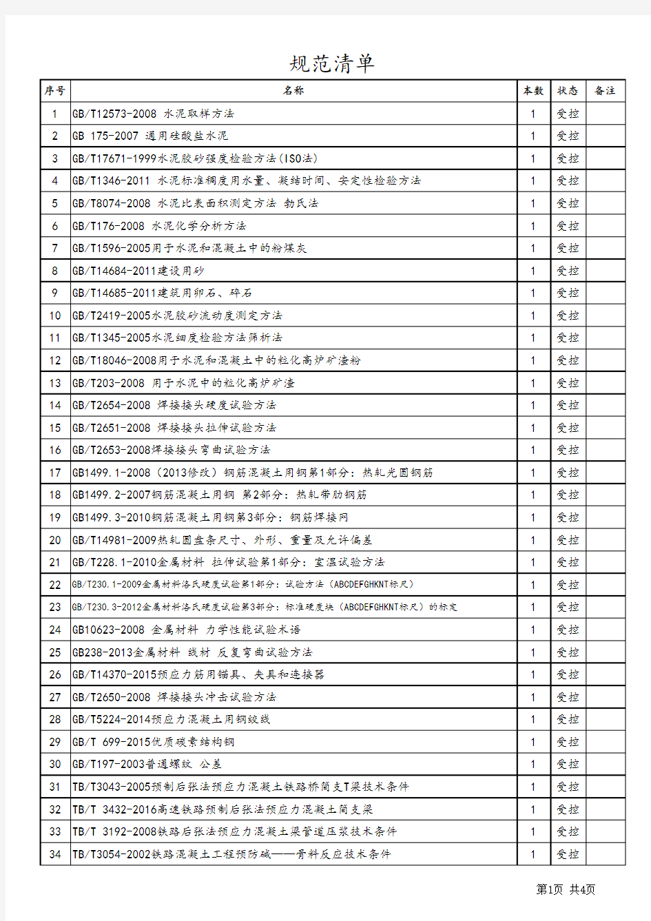 高速铁路施工规范标准规程目录清单 高铁 规范