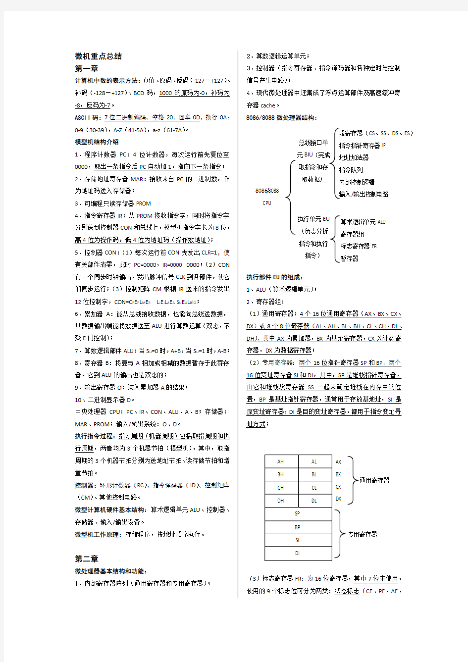 微机原理及接口技术期末复习资料重点归纳