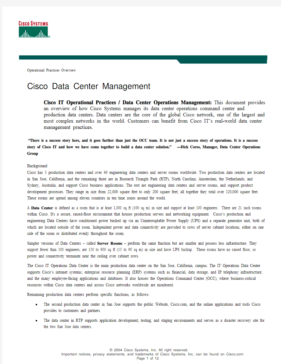 Cisco_IT_Operational_Overview_Data_Center_Management