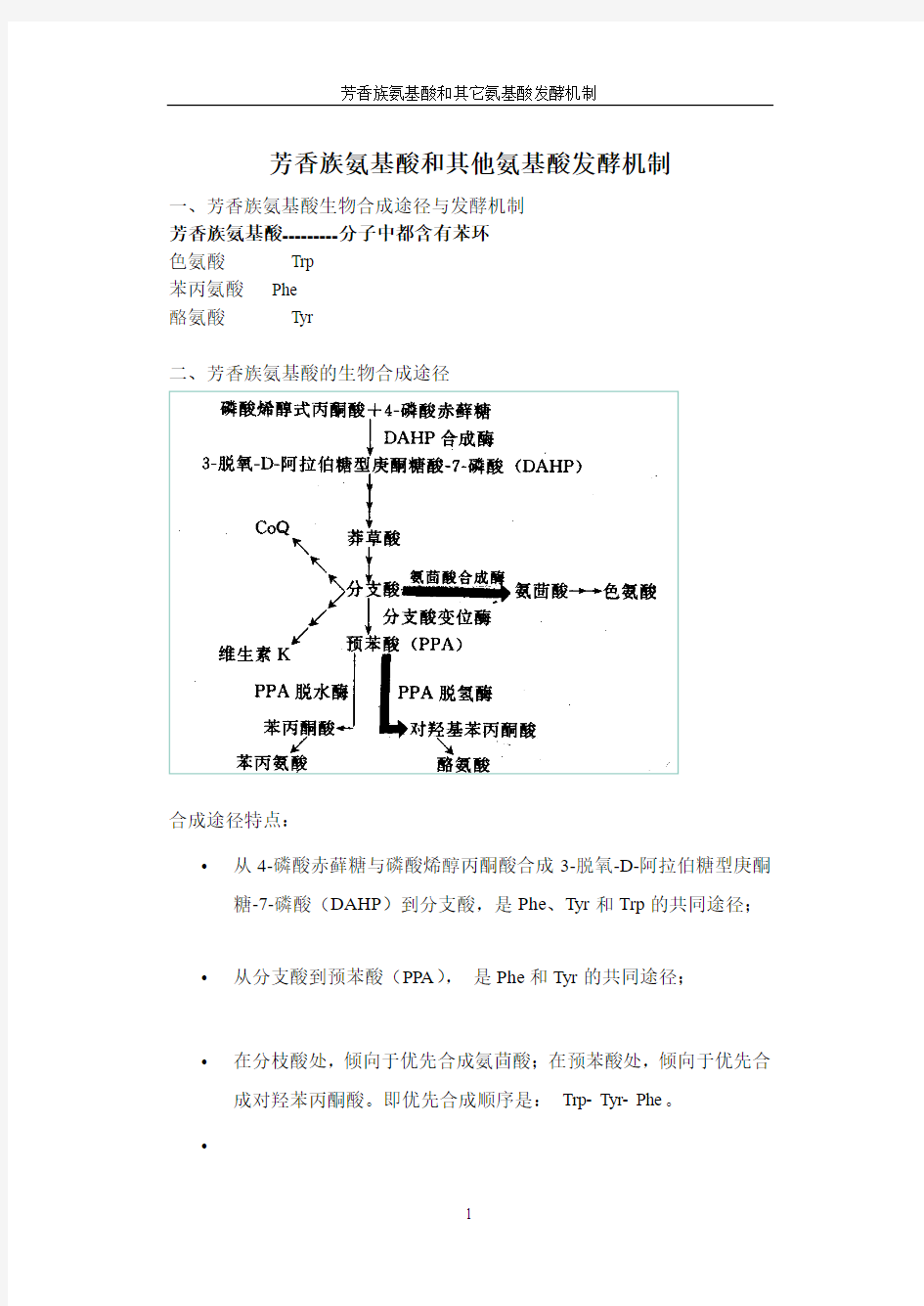 第三篇第五章芳香族氨基酸和其他氨基酸发酵机制