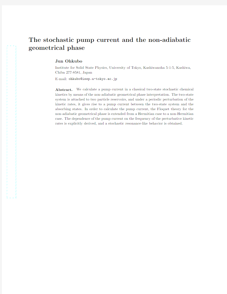 The stochastic pump current and the non-adiabatic geometrical phase