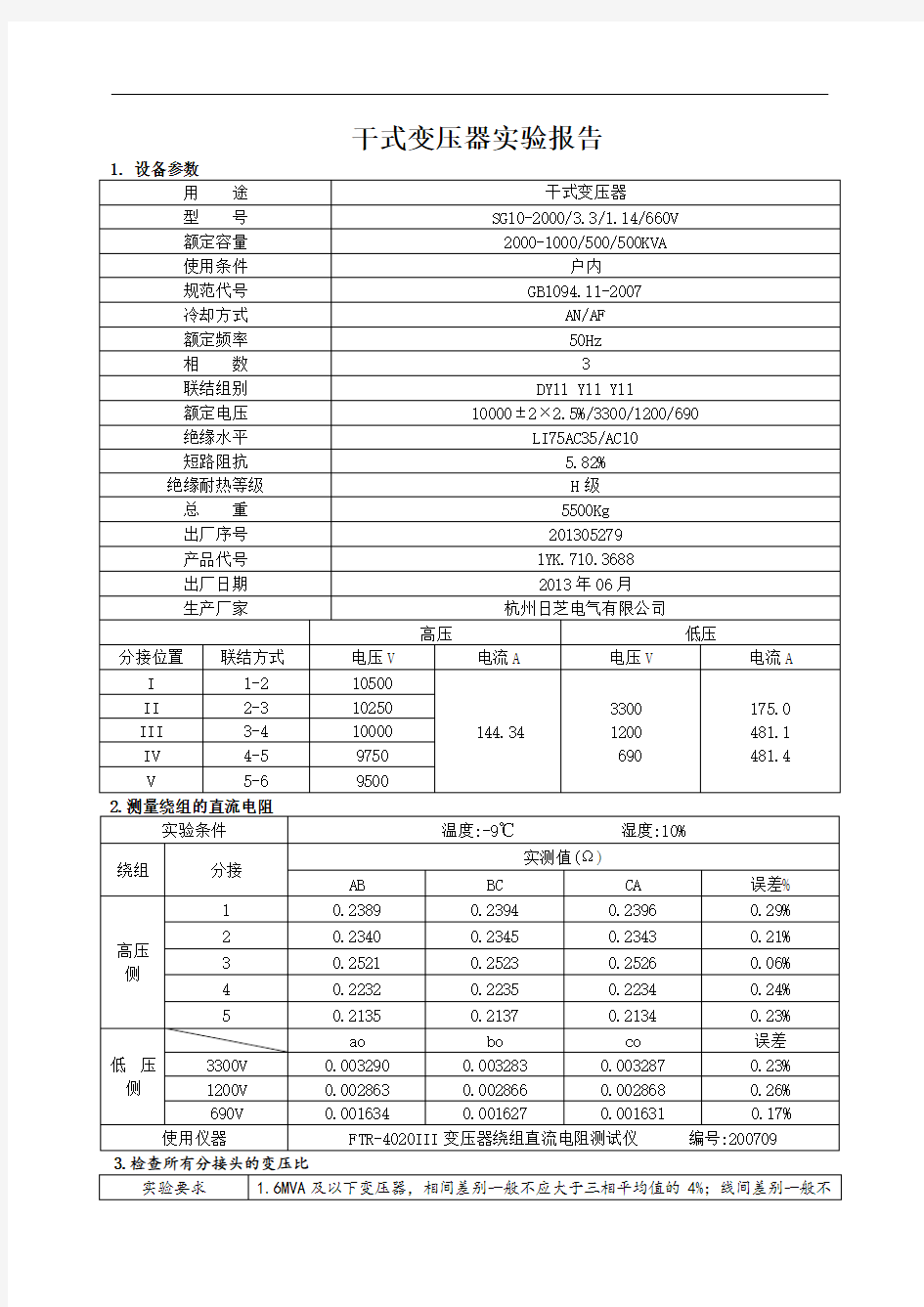 母杜综采库设备安装工程高压报告书