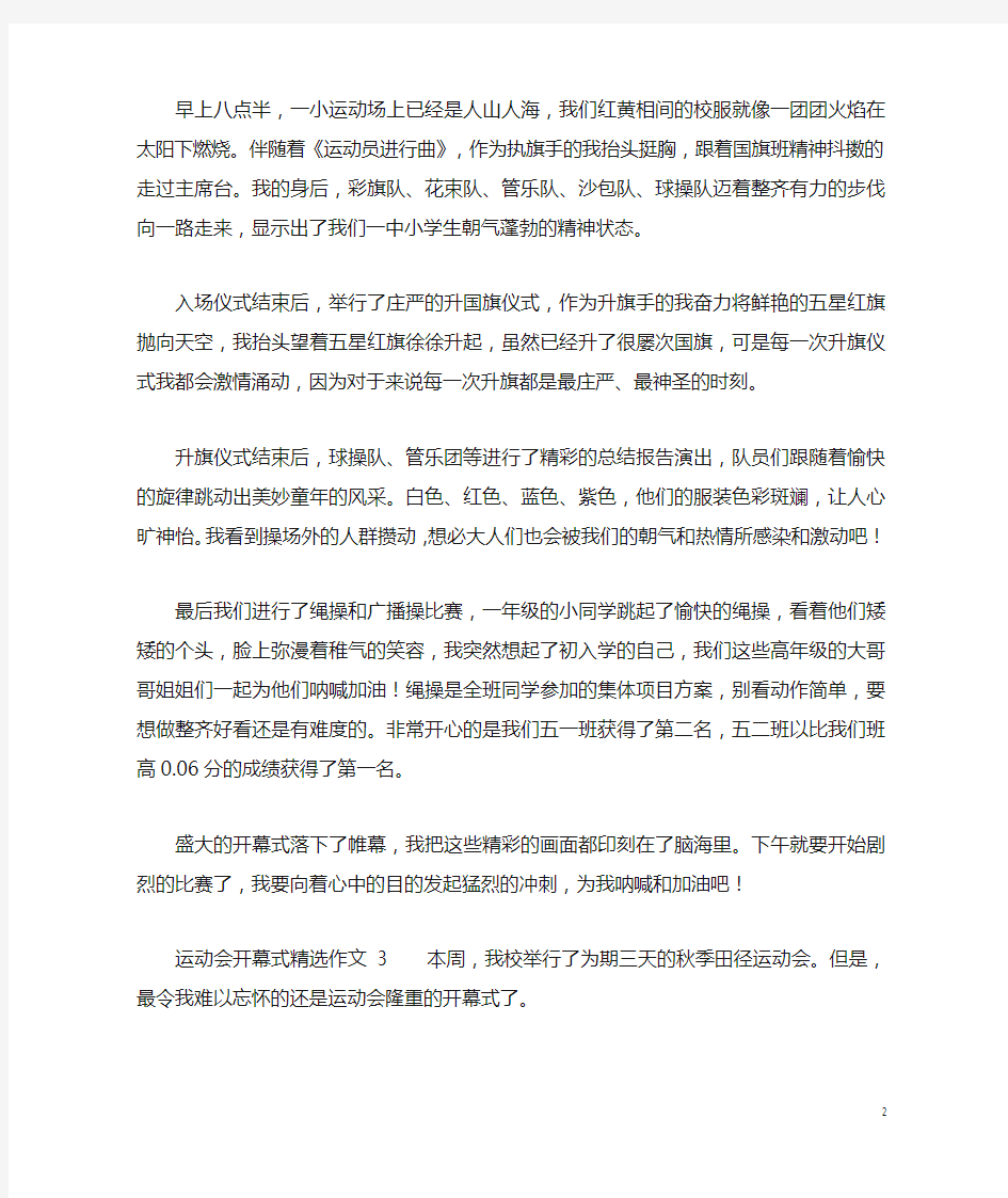 运动会开幕式精选作文3篇