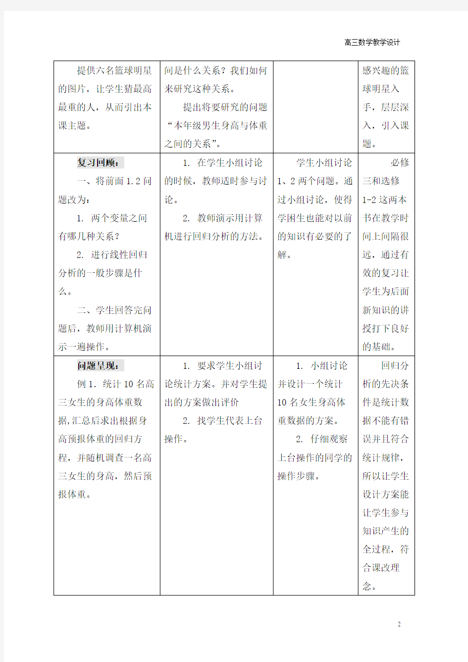 《回归分析的基本思想及其初步应用》教学设计1