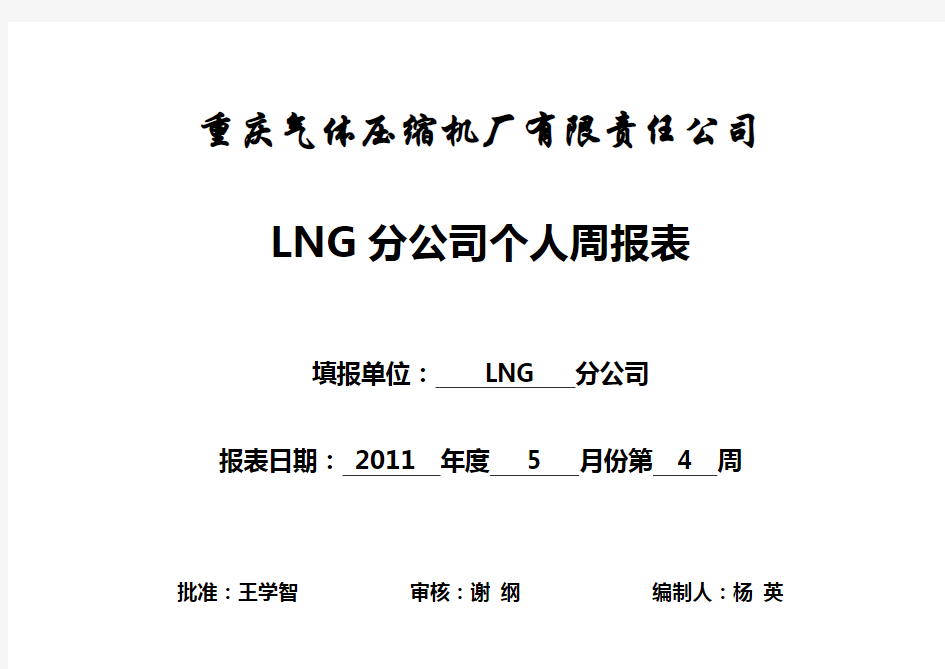 LNG分公司周报模板