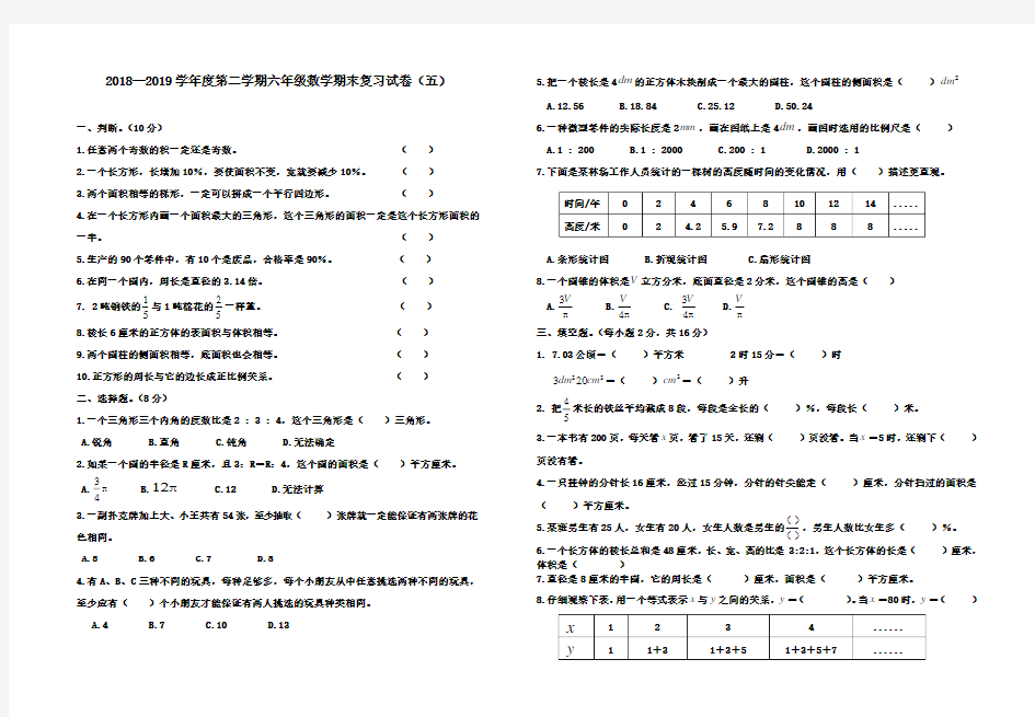 2016-2017小升初数学真题(试卷)