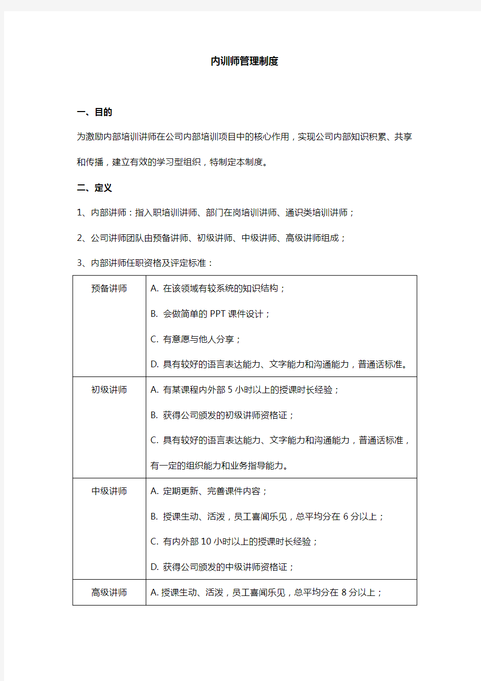 内训师管理制度